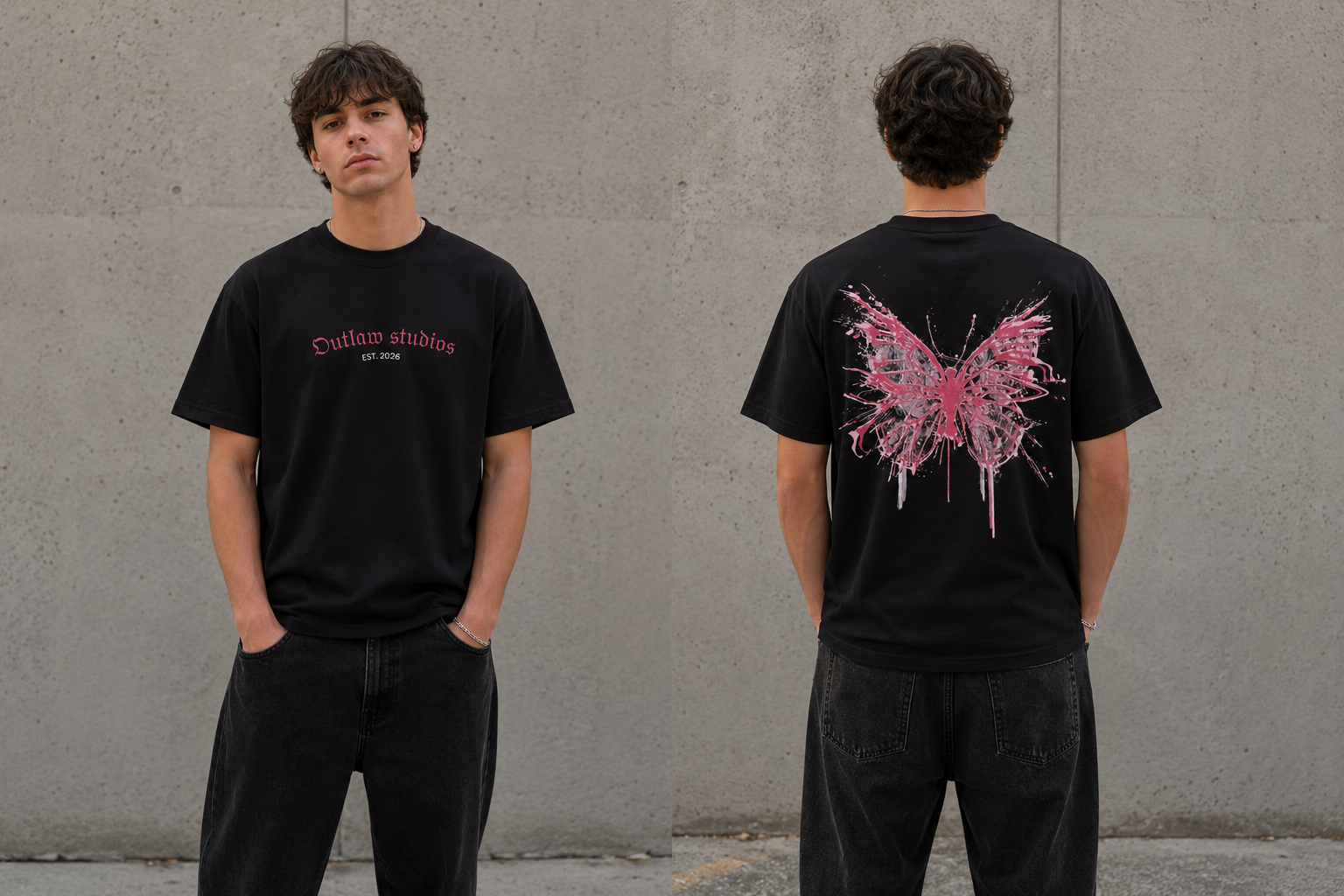 Splattered Butterfly Black Tee