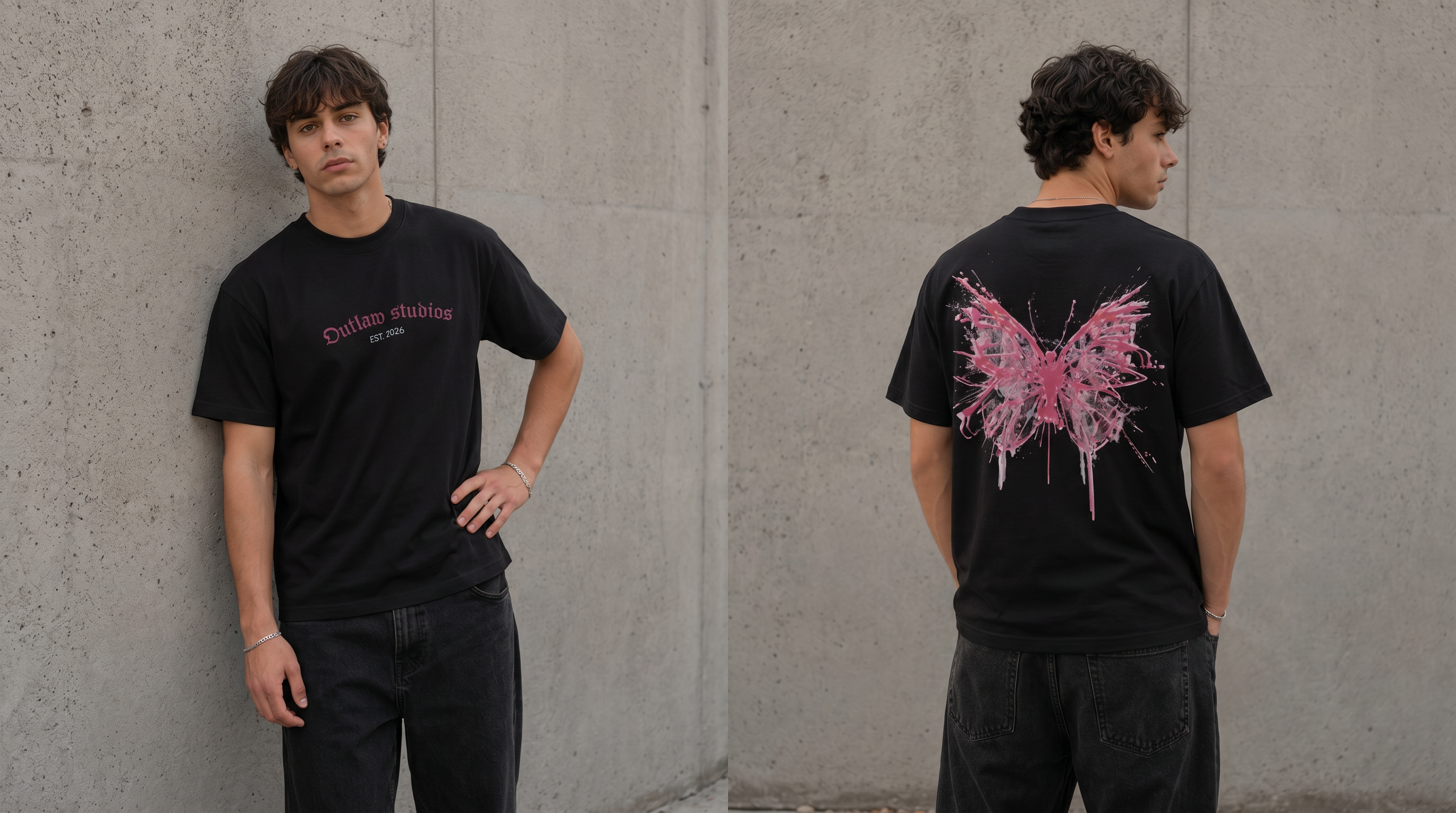 Splattered Butterfly Black Tee